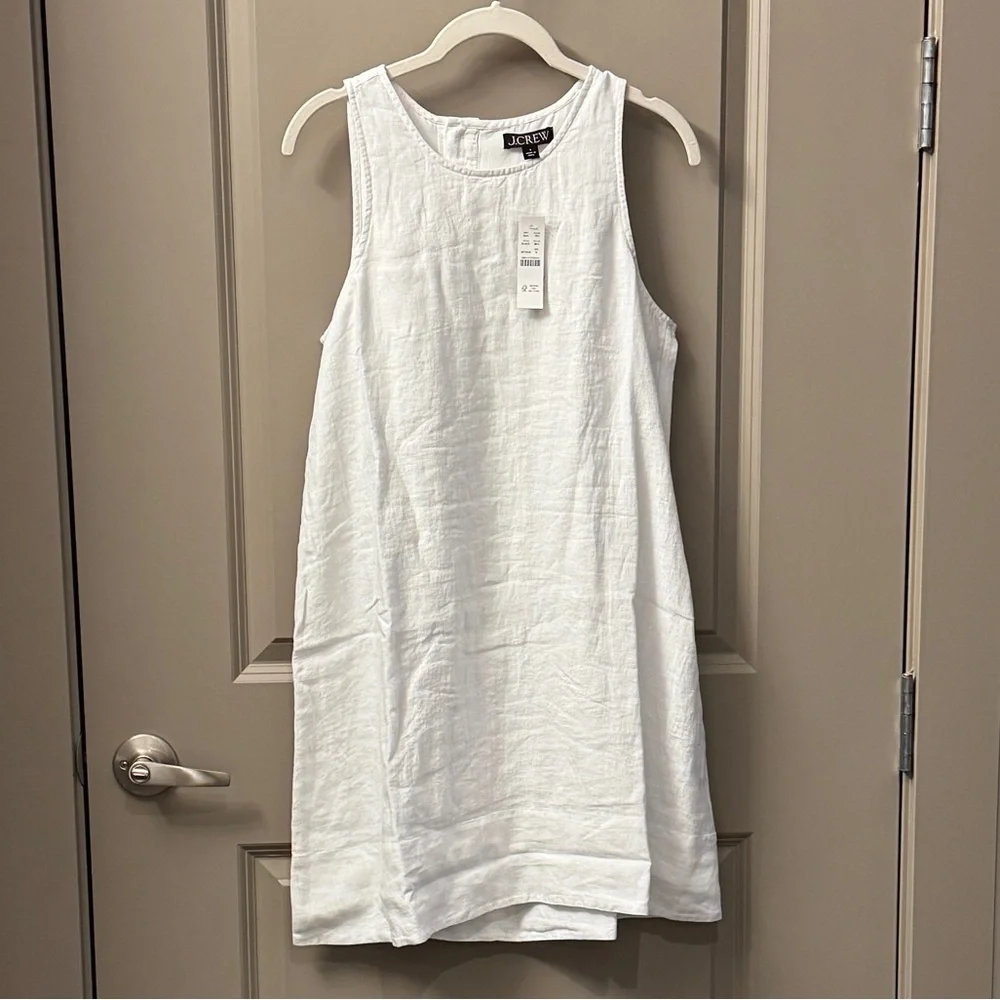 J.Crew Maxine Button Back Linen Shift Dress, White - Picture 4 of 6
